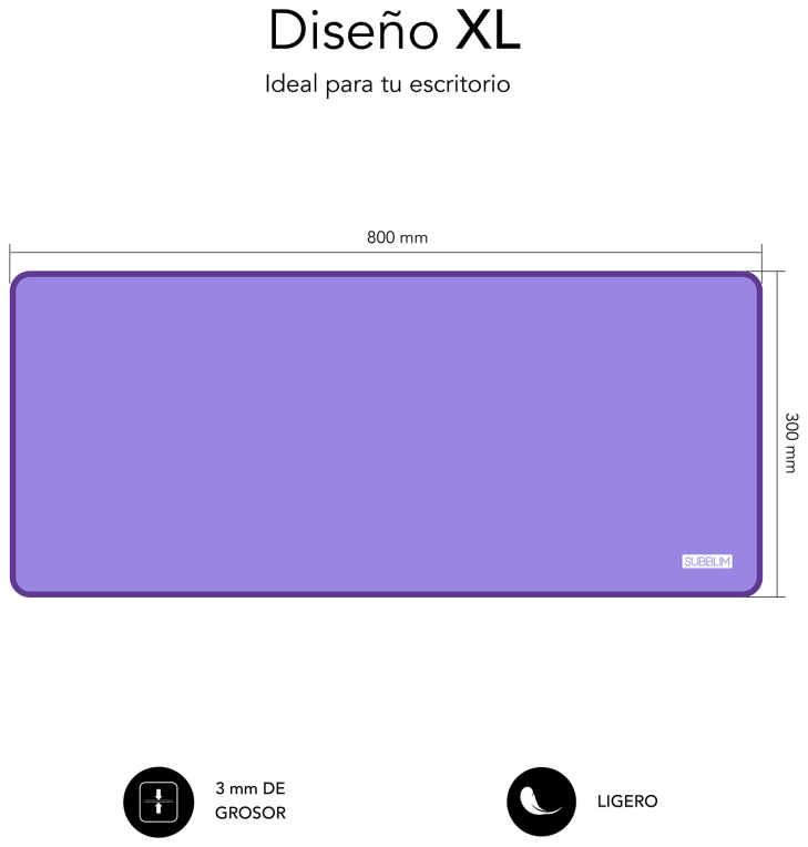 SUBBLIM Alfombrilla con Ratón Harmony Pack Mousepad XL + Wireless Mouse Purple
