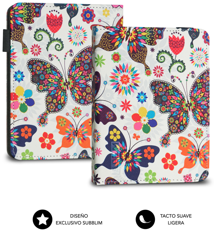 SUBBLIM Funda Libro Electrónico Clever Ebook Case 6" Mariposas