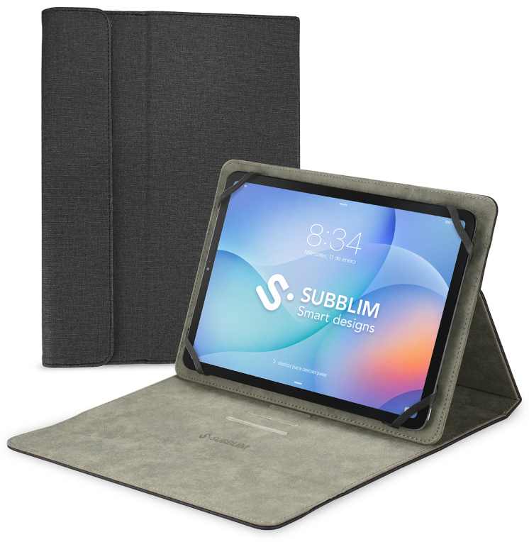 SUBBLIM Funda Tablet Universal Clever Stand Tablet Case Negro 11" Cierre Magnético