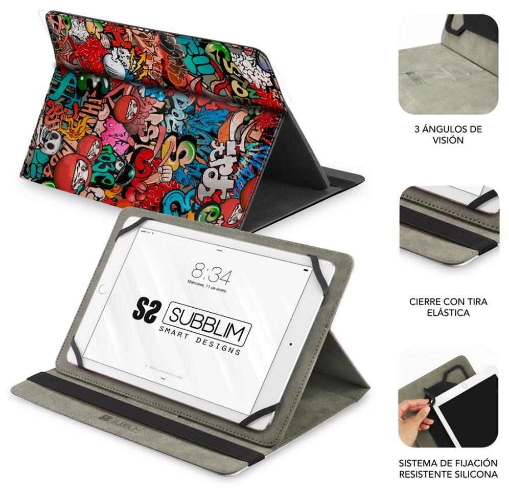 SUBBLIM Funda Tablet Universal TRENDY CASE GRAFFITI 10.1"