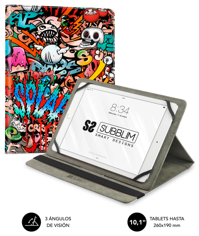 SUBBLIM Funda Tablet Universal TRENDY CASE GRAFFITI 10.1"