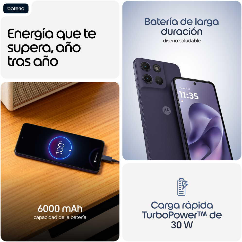 Motorola moto g17 power 17,1 cm (6.72") Ranura híbrida Dual SIM Android 15 USB Tipo C 4 GB 256 GB 6000 mAh Púrpura