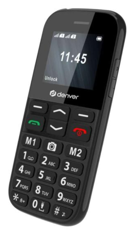 Denver BAS-18800L teléfono móvil 4,5 cm (1.77") Negro Teléfono para personas mayores