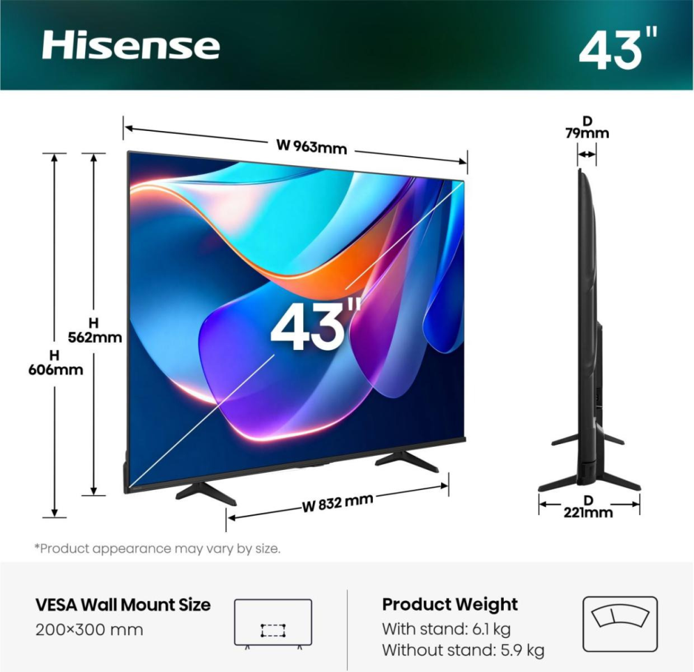 Hisense 43A6S 109,2 cm (43") 4K Ultra HD Smart TV Wifi Negro