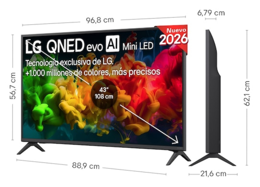 LG QNED evo AI MiniLED 43QNED81B6C.AEU Televisor 109,2 cm (43") 4K Ultra HD Smart TV Wifi Negro