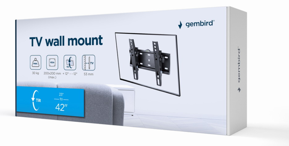 Gembird WM-42T-02 soporte para TV 106,7 cm (42") Negro