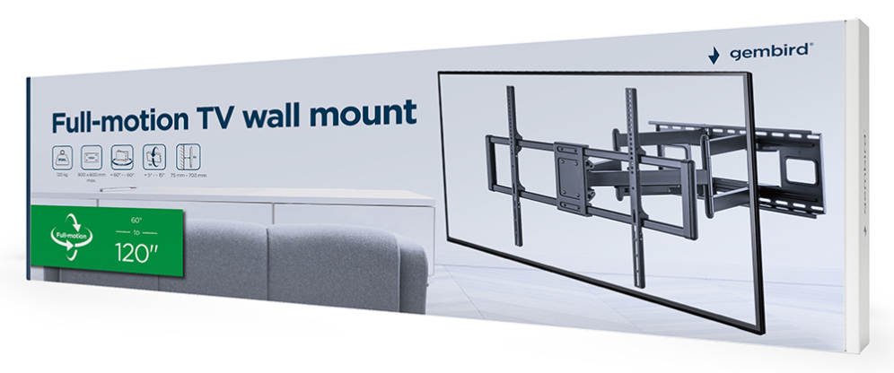 Gembird WM-120ST-01 soporte para TV 3,05 m (120") Negro