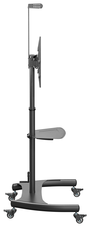 AISENS Soporte de Suelo ECO con Ruedas y Manivela, Bandeja para DVD y Soporte de Cámara para Monitor/TV 50Kg de 37-70, Negro
