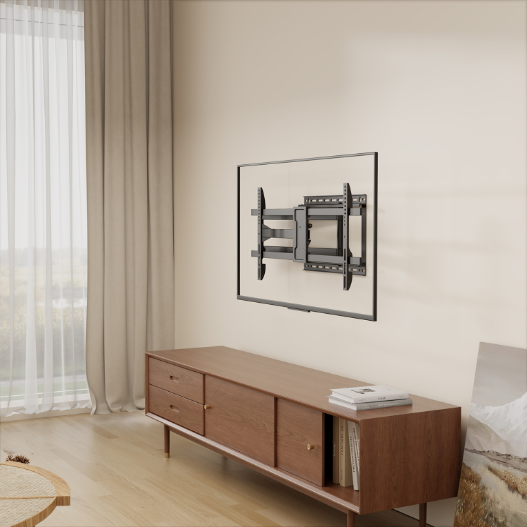 AISENS Soporte Pro Giratorio, Inclinable y Nivelable para Monitor/TV 50kg de 43"-80", Negro