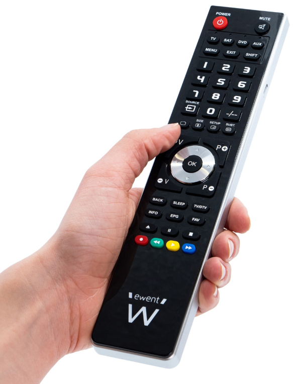 Ewent EW1570 mando a distancia DTT, DVD/Blu-ray, Proyector, SAT, STB, Altavoz para barra de sonido, TV, Universal, VCR Botones