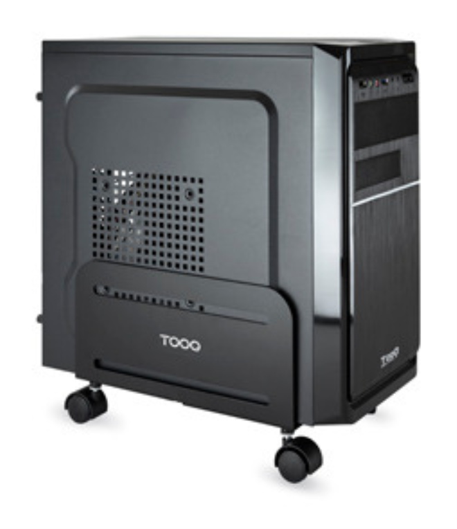 TooQ Soporte metálico para CPU de suelo con ruedas