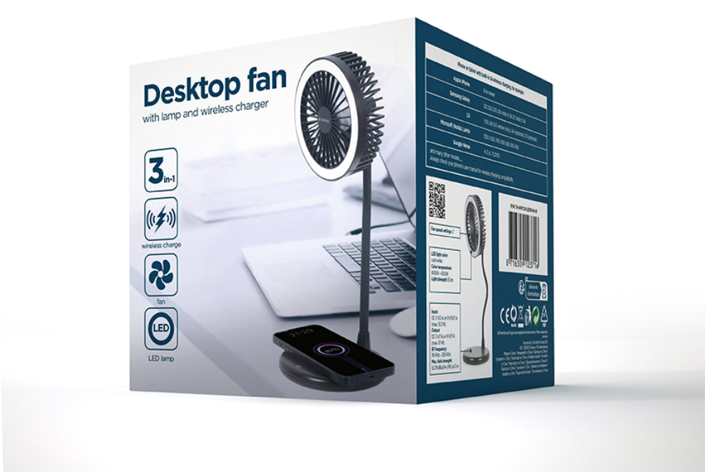 Gembird TA-WPC10-LEDFAN-01 ventilador Negro