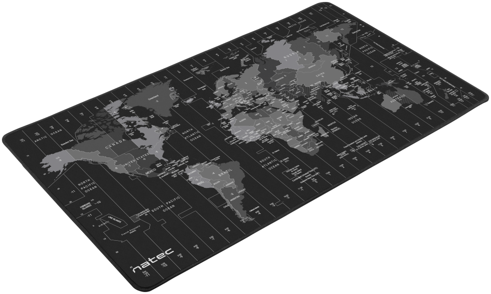 NATEC Time Zone Map Maxi Negro, Gris