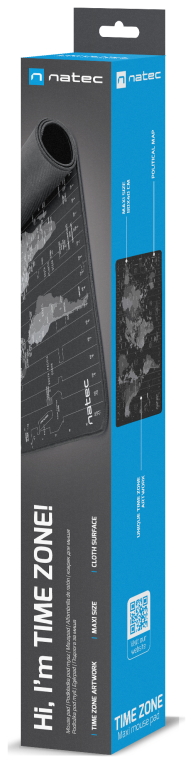 NATEC Time Zone Map Maxi Negro, Gris