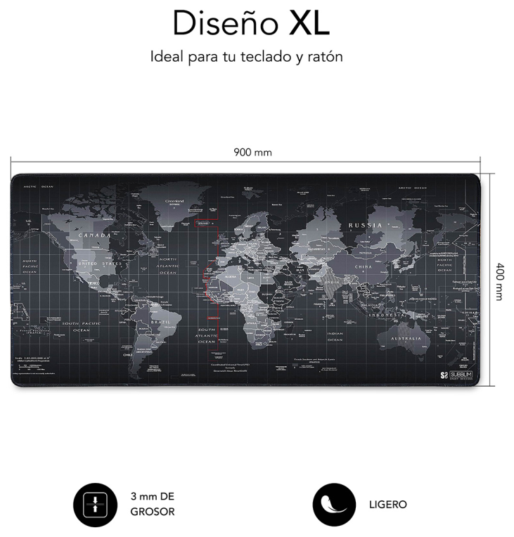 SUBBLIM Alfombrilla Ratón World XL Mouse Pad