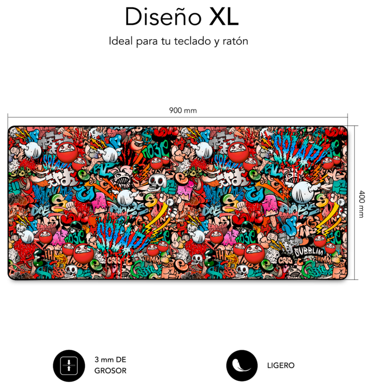 SUBBLIM Alfombrilla Ratón Graffiti XL Mouse Pad