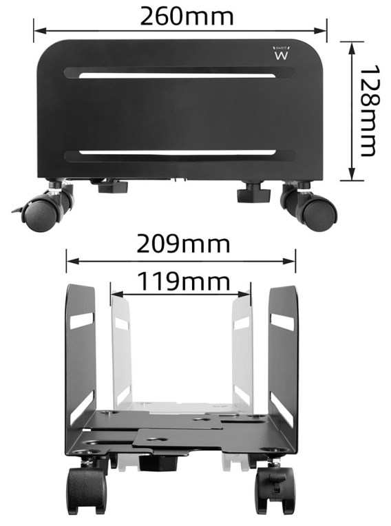 Ewent EW1291 soporte de CPU Carro para equipo informático Negro