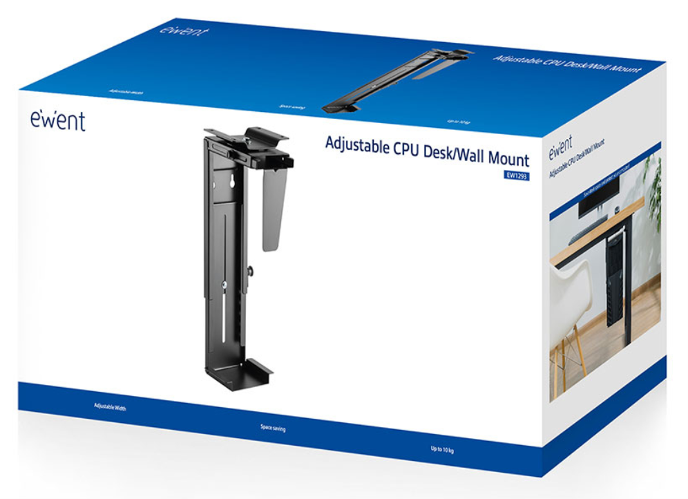 Ewent EW1293 soporte de CPU Soporte para instalación de CPU bajo mesa Negro