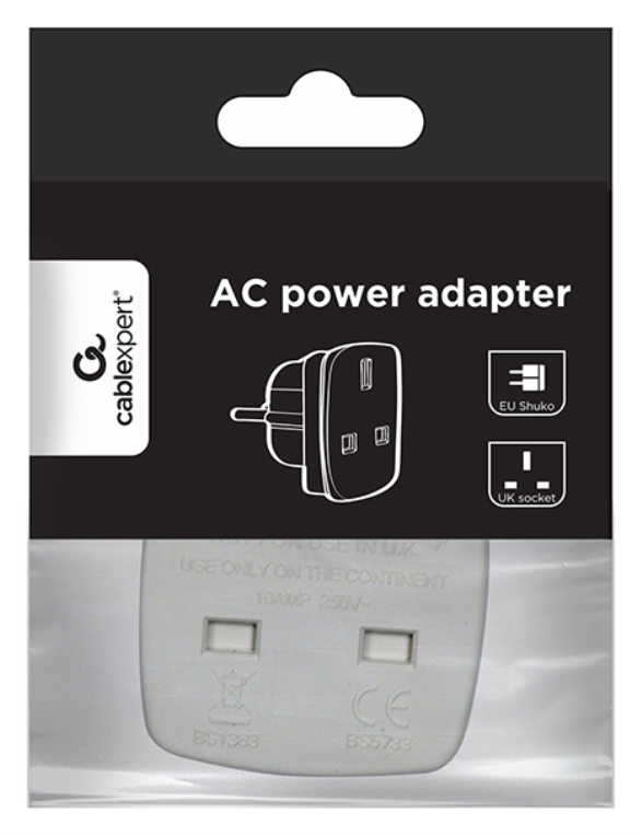 Gembird A-AC-UKEU-001 adaptador de enchufe eléctrico Tipo G (RU) Tipo F Blanco