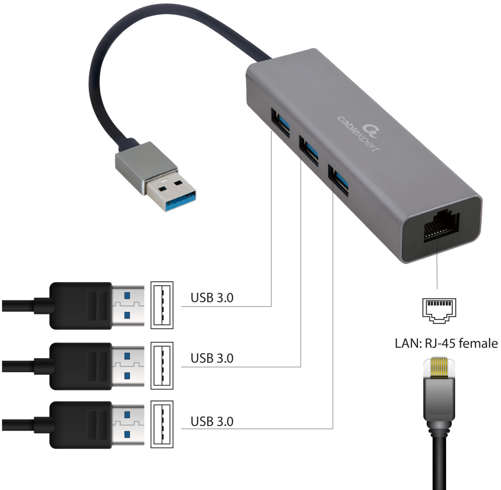Gembird A-AMU3-LAN-01 Adaptador gráfico USB