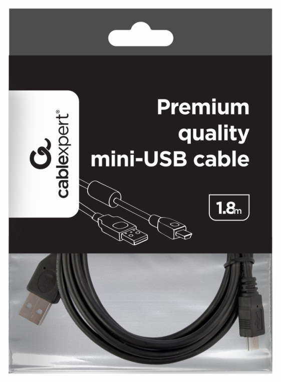 Gembird 1.8m USB 2.0 A/mini-USB cable USB 1,8 m USB A Mini-USB B Negro