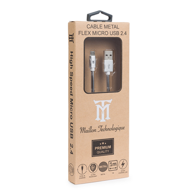 Maillon Technologique Premium MTPMUMS241 cable USB 1 m USB 2.0 USB A Micro-USB B Plata