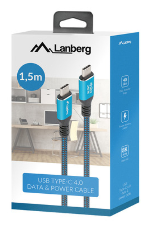 Lanberg CA-CMCM-45CU-0015-BK cable USB USB 3.2 Gen 2 (3.1 Gen 2) 1,5 m USB C Negro, Azul