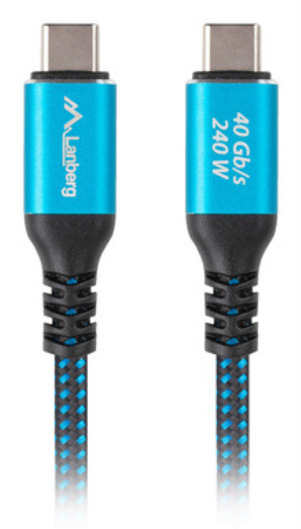 Lanberg CA-CMCM-45CU-0010-BK cable USB USB 3.2 Gen 2 (3.1 Gen 2) 1 m USB C Negro, Azul