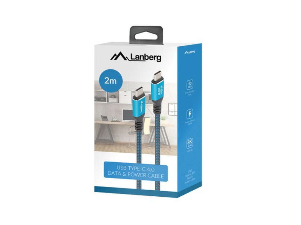 Lanberg CA-CMCM-45CU-0020-BK cable USB USB 3.2 Gen 2 (3.1 Gen 2) 2 m USB C Negro, Azul