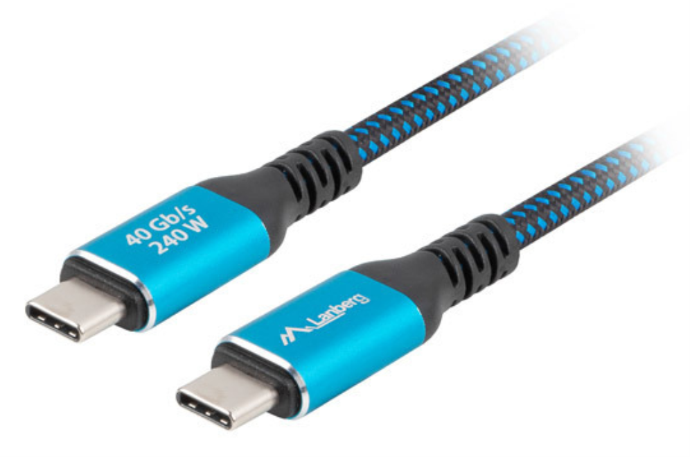 Lanberg CA-CMCM-44CU-0005-BK cable USB USB4 Gen 2x2 0,5 m USB C 40 Gbit/s 240 W Negro, Azul