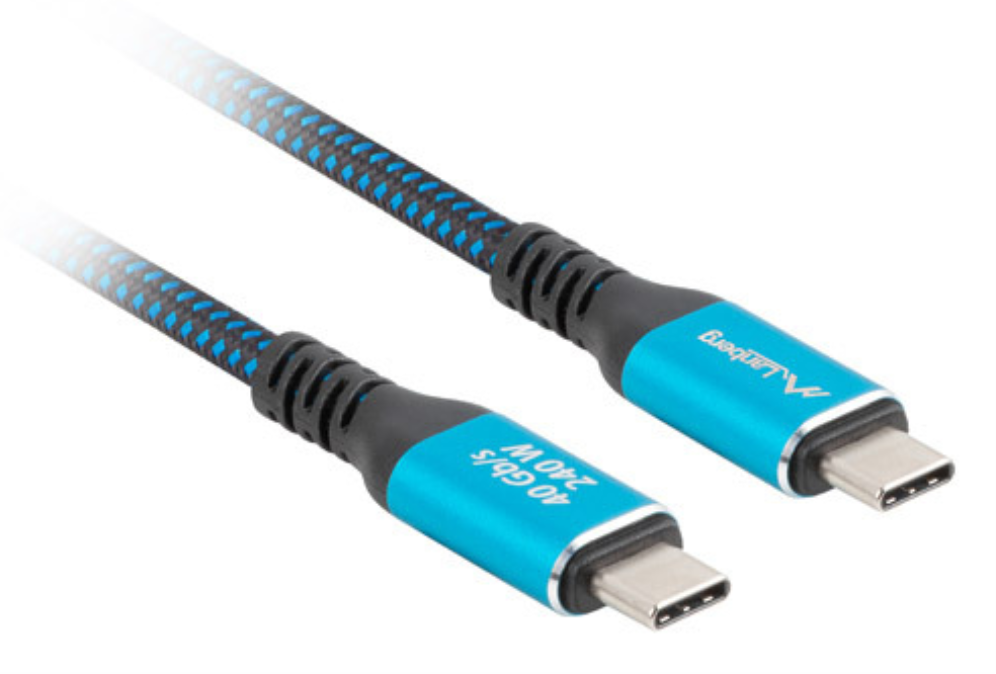 Lanberg CA-CMCM-44CU-0005-BK cable USB USB4 Gen 2x2 0,5 m USB C 40 Gbit/s 240 W Negro, Azul