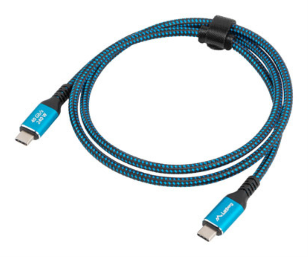 Lanberg CA-CMCM-44CU-0005-BK cable USB USB4 Gen 2x2 0,5 m USB C 40 Gbit/s 240 W Negro, Azul