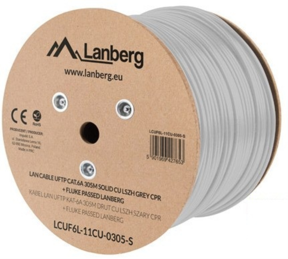 Lanberg LCUF6L-11CU-0305-S cable de red Gris 305 m Cat6a U/FTP (STP)