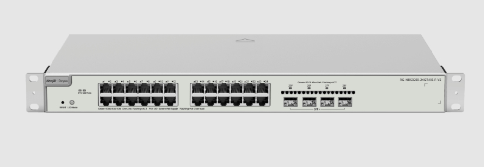 Ruijie Networks RG-NBS3200-24GT4XS-P-V2 switch Gestionado L2+ Gigabit Ethernet (10/100/1000) Energía sobre Ethernet (PoE) Gris