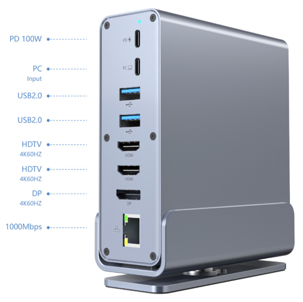 Gembird A-CF-COMBO15-01 hub de interfaz USB Tipo C 10000 Mbit/s Gris