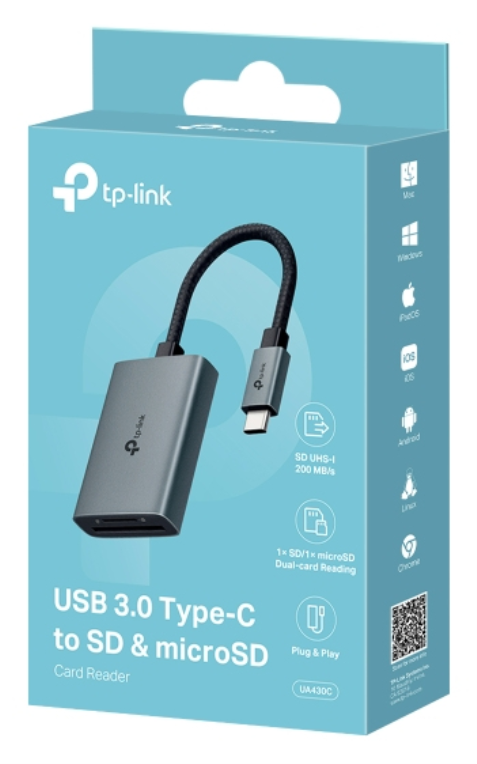 TP-Link UA430C lector de tarjeta USB 3.2 Gen 1 (3.1 Gen 1) Type-C Gris
