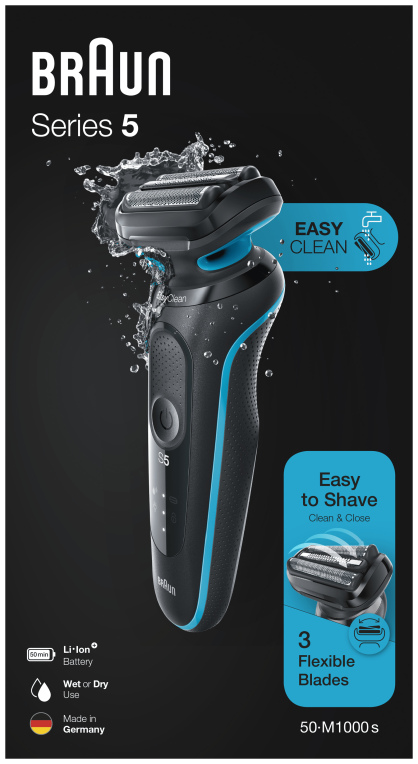 Braun Series 5 50-M1000s Máquina de afeitar de láminas Negro, Azul