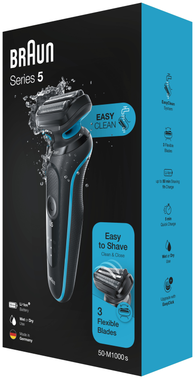 Braun Series 5 50-M1000s Máquina de afeitar de láminas Negro, Azul