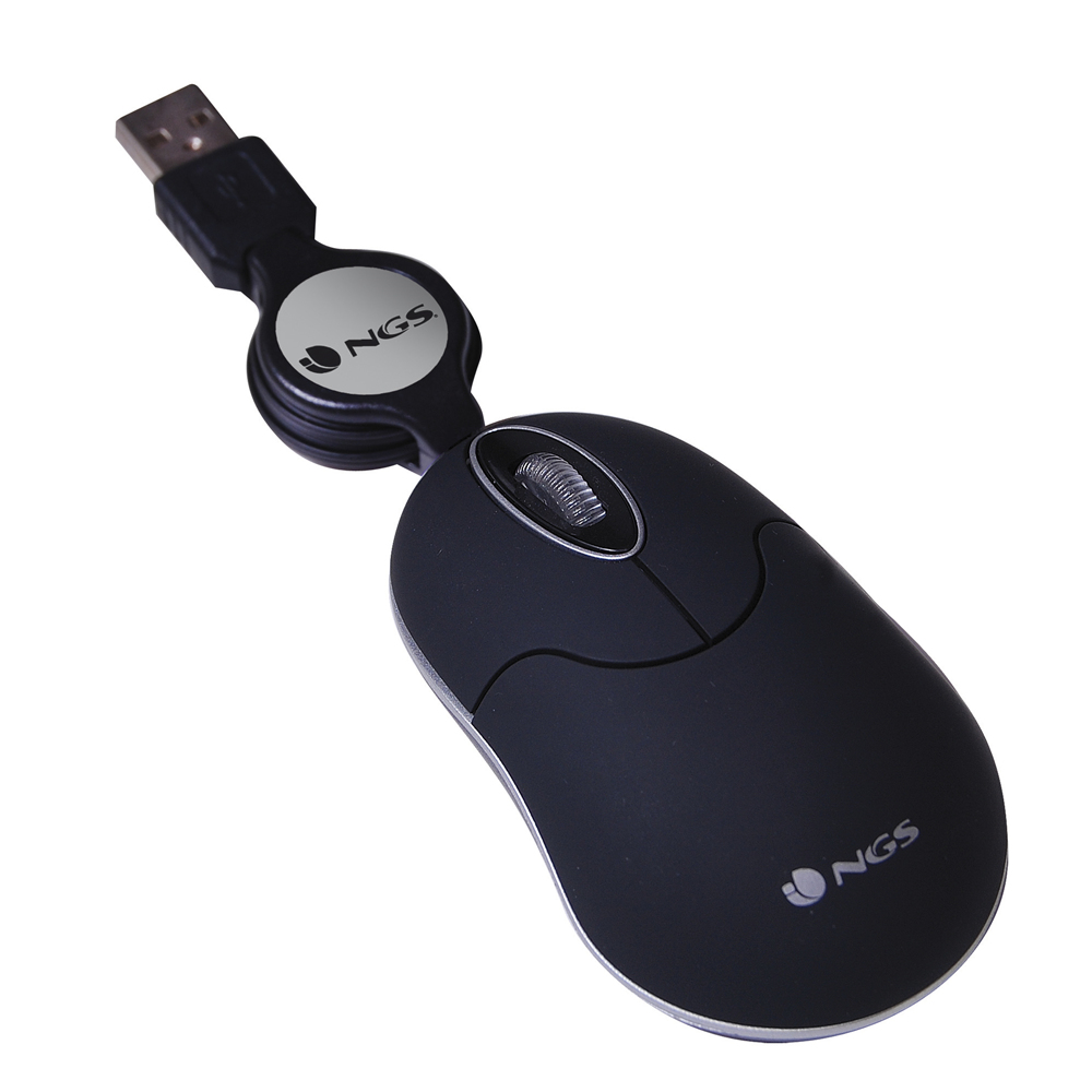 RATON CON CABLE NGS SIN BLACK / 100DPI / 2 BOTONES / USB