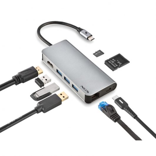 DOCKING STATION NGS WONDER DOCK 8 3X USB 3.0/ 1X USB 2.0/ 1X USB TIPO C/ 1X RJ-45/ 1X HDMI