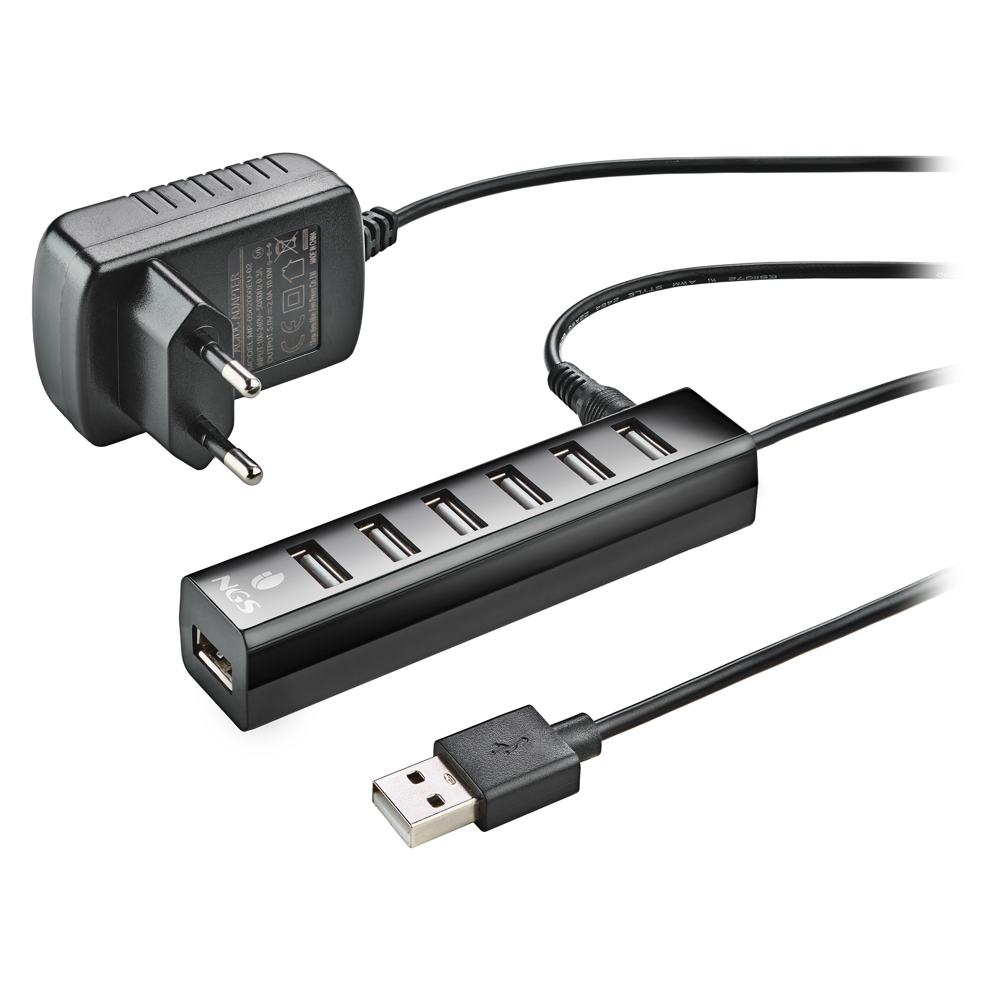 HUB 7 PUERTOS USB 2.0 NGS TINY NEGRO PLUG PLAY/ 480MBPS