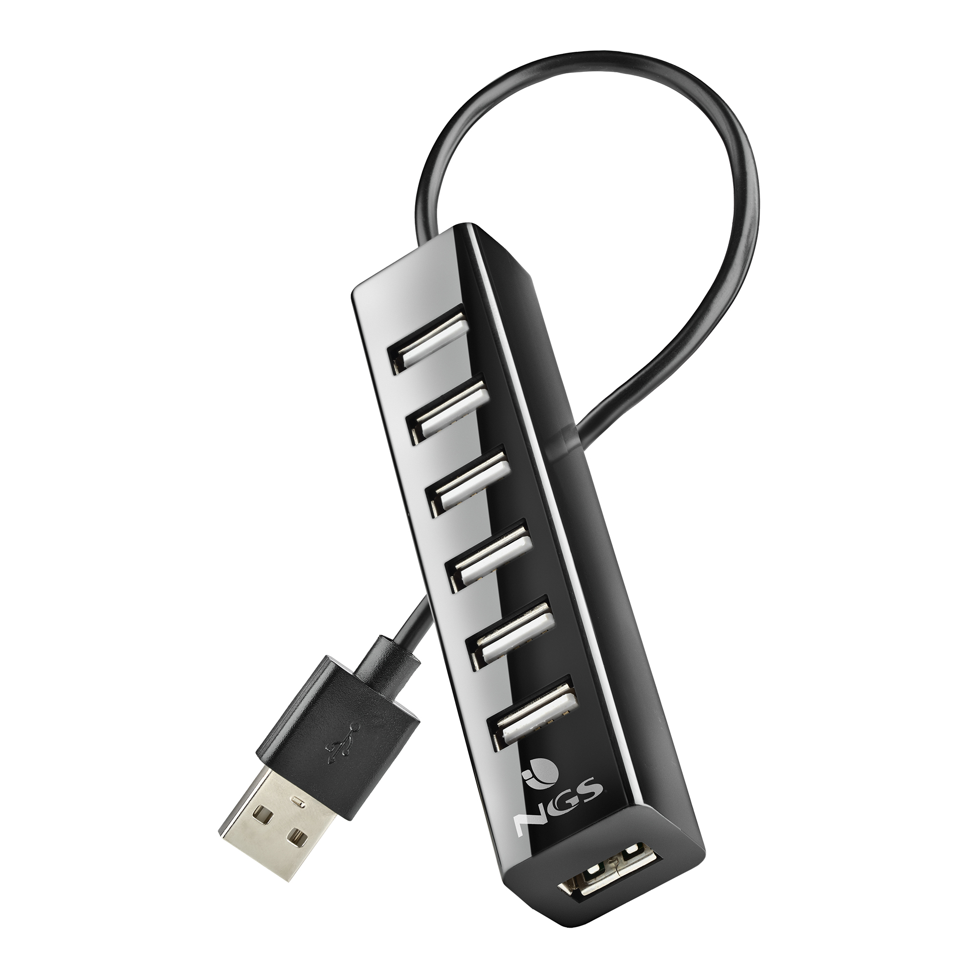 HUB 7 PUERTOS USB 2.0 NGS TINY NEGRO PLUG PLAY/ 480MBPS