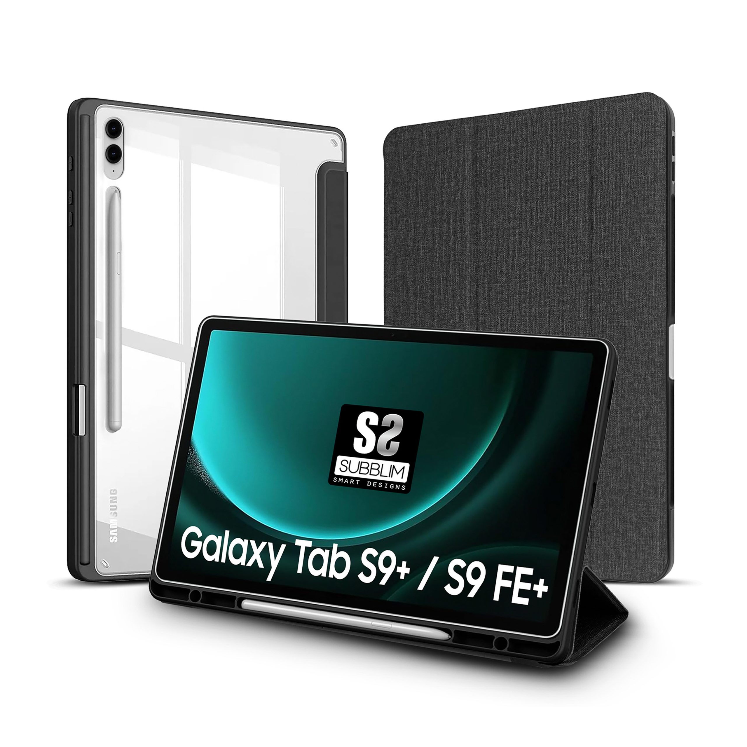 FUNDA TABLET SUBLIM CLEAR SHOCK CASE PARA SAMSUNG GALAXY TAB S9+/S9 FE+ 12.4" NEGRA
