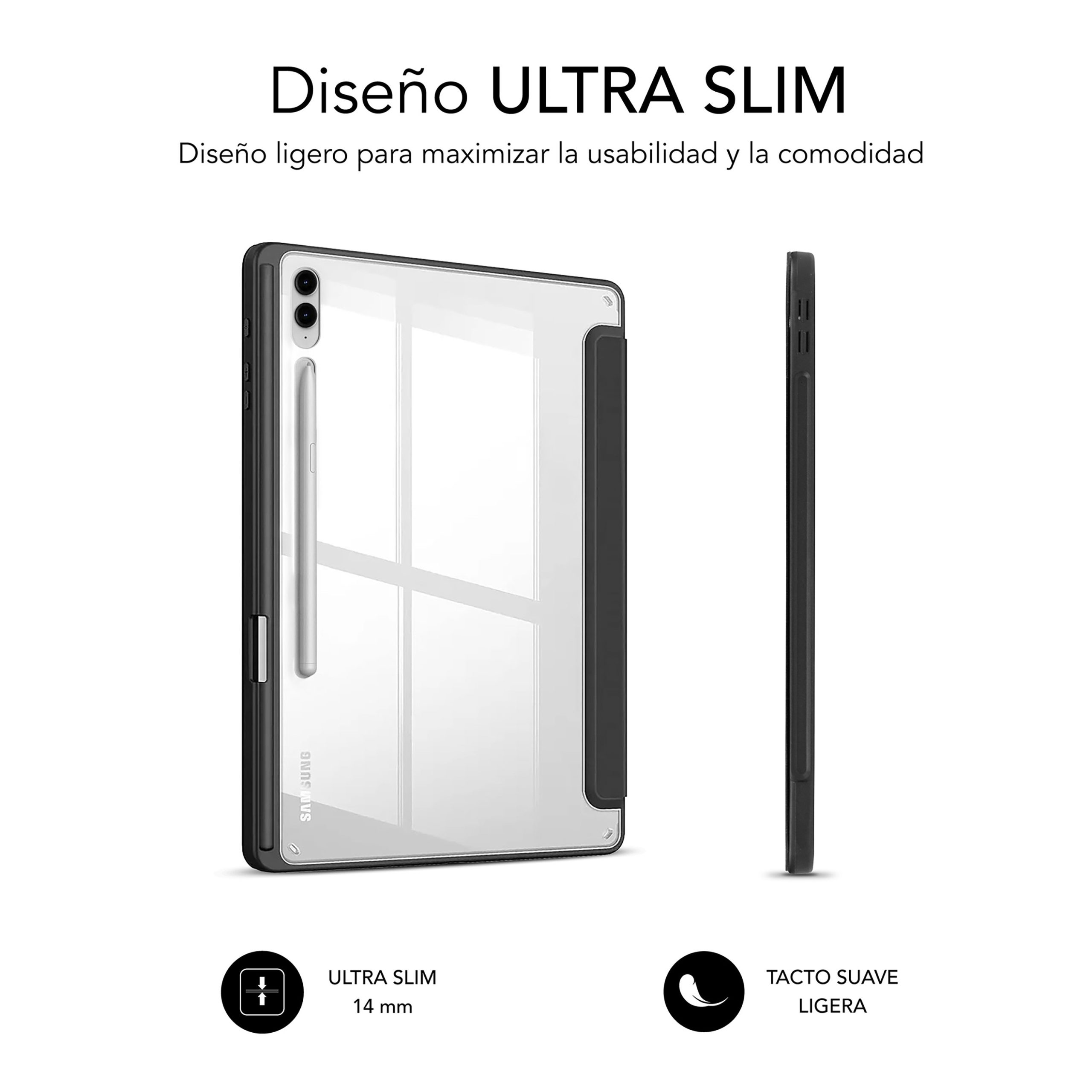FUNDA TABLET SUBLIM CLEAR SHOCK CASE PARA SAMSUNG GALAXY TAB S9+/S9 FE+ 12.4" NEGRA