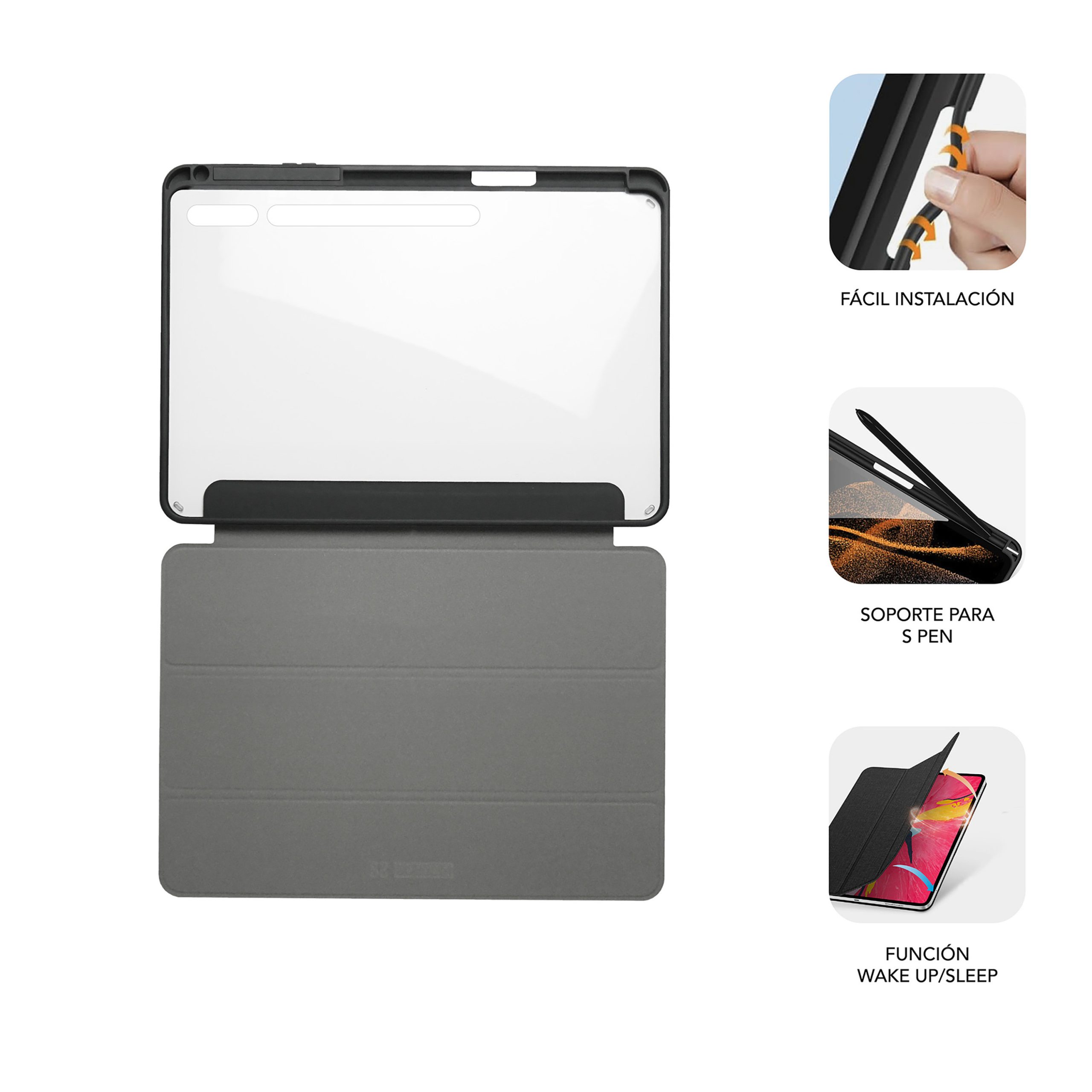 FUNDA TABLET SUBLIM CLEAR SHOCK CASE PARA SAMSUNG GALAXY TAB S9+/S9 FE+ 12.4" NEGRA