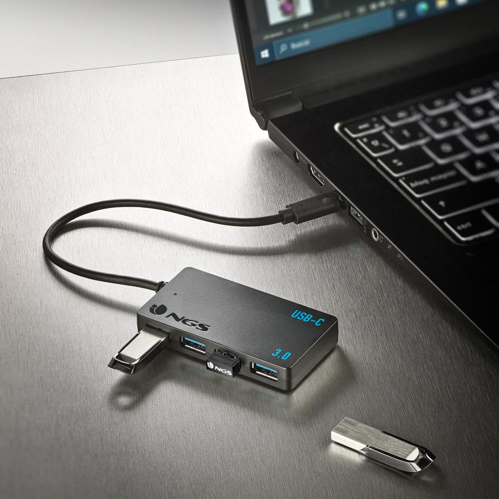 HUB 4 PUERTOS USB 3.2 GEN 1 NGS NEGRO / 5GBPS