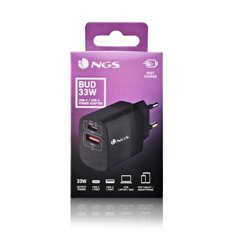 CARGADOR DE PARED NGS BUD33W 1X USB TIPO C 1X USB TIPO A