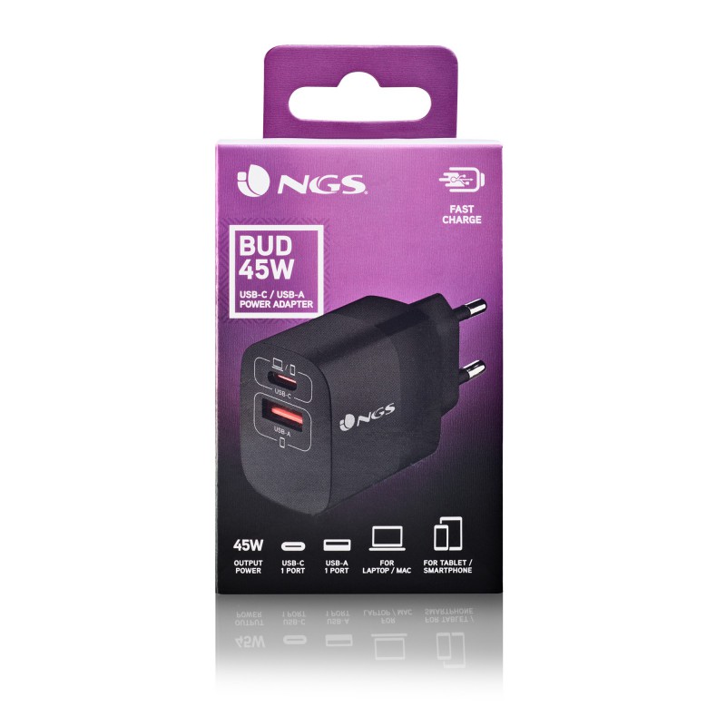 CARGADOR DE PARED NGS BUD45W 45W 1X USB TIPO A 1X USB TIPO C
