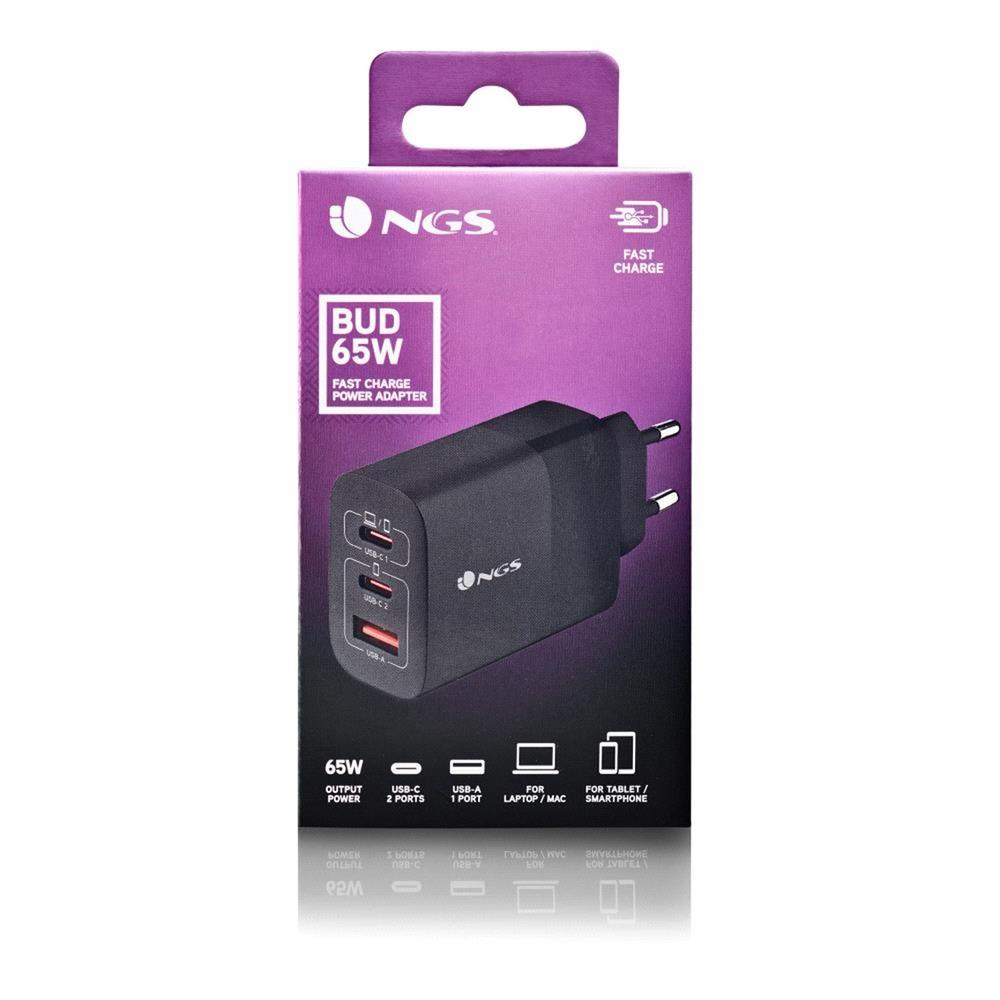 CARGADOR DE PARED NGS BUD 65W 2X USB TIPO C/ 1X USB TIPO A