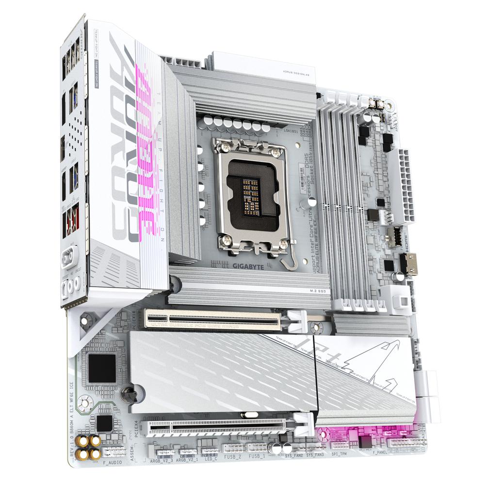PLACA BASE GIGABYTE B860M AORUS ELITE WIFI6E ICE MATX/ 4X DDR5 LGA1851